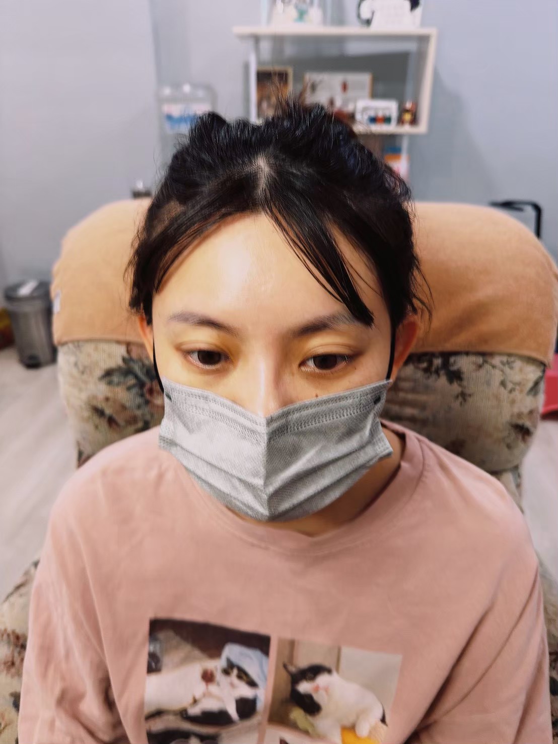 台南永康接睫毛 暐恩極緻美學沙龍 還沒接之前的素睫毛，正面看