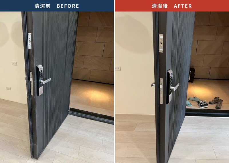 台中裝潢清潔大門清潔前後