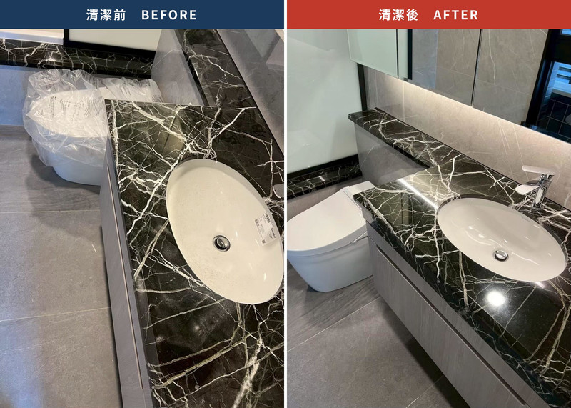 浴室洗手台清潔前後