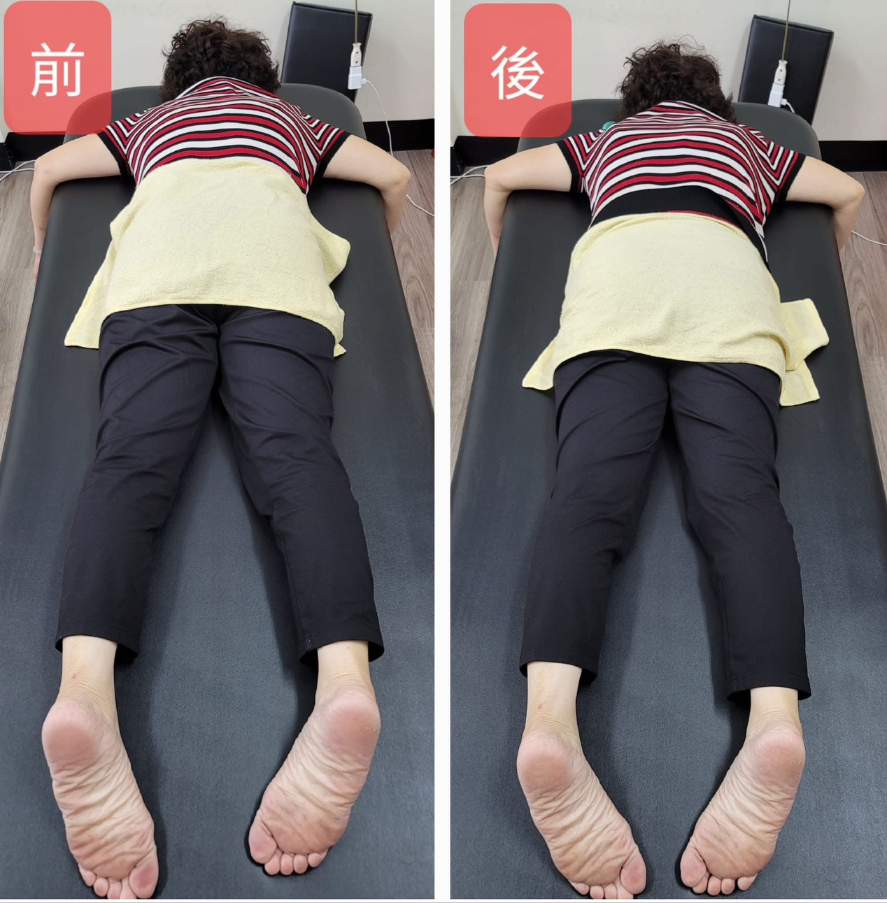 調理前後對照紀錄，站姿與重心分配的差異