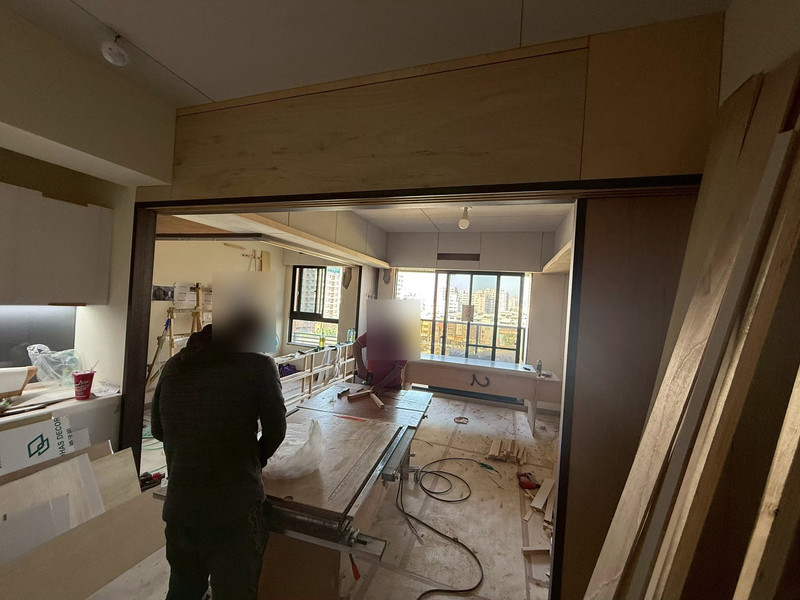 高雄室內設計 書房木作框景施工現場