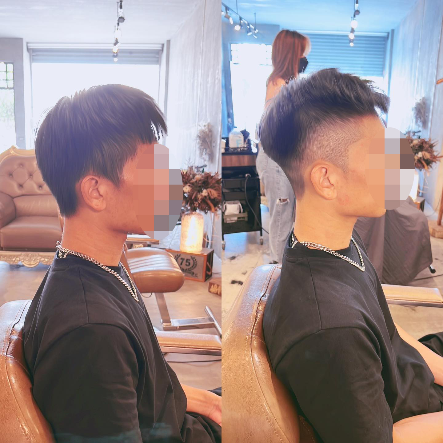 台南髮廊男士剪髮後的頭頂層次