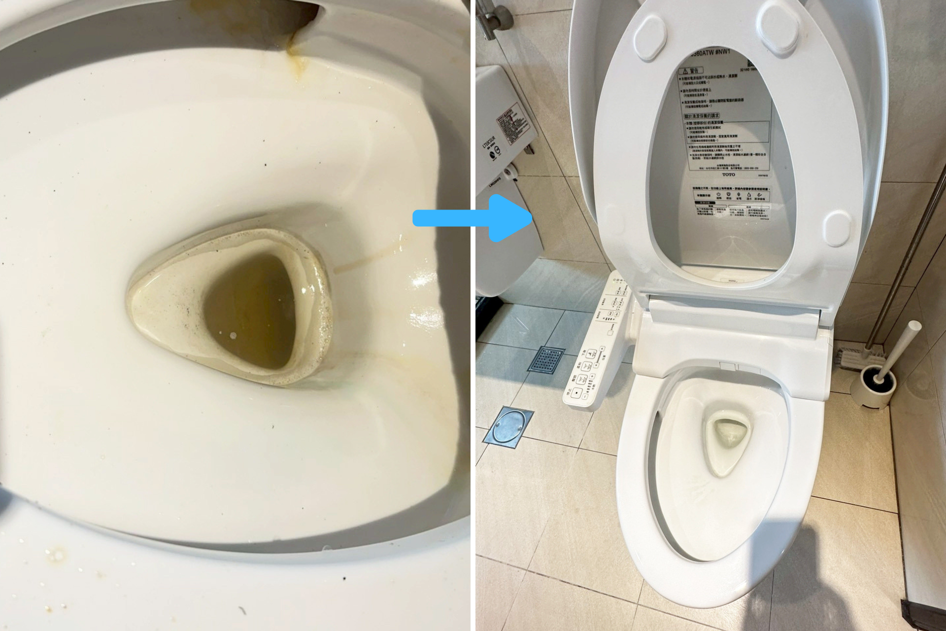 馬桶清潔後的內部狀況