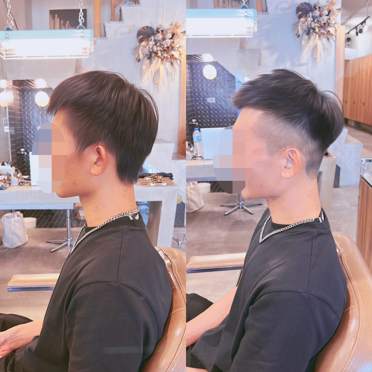 男生兩側推高的短髮造型側面角度