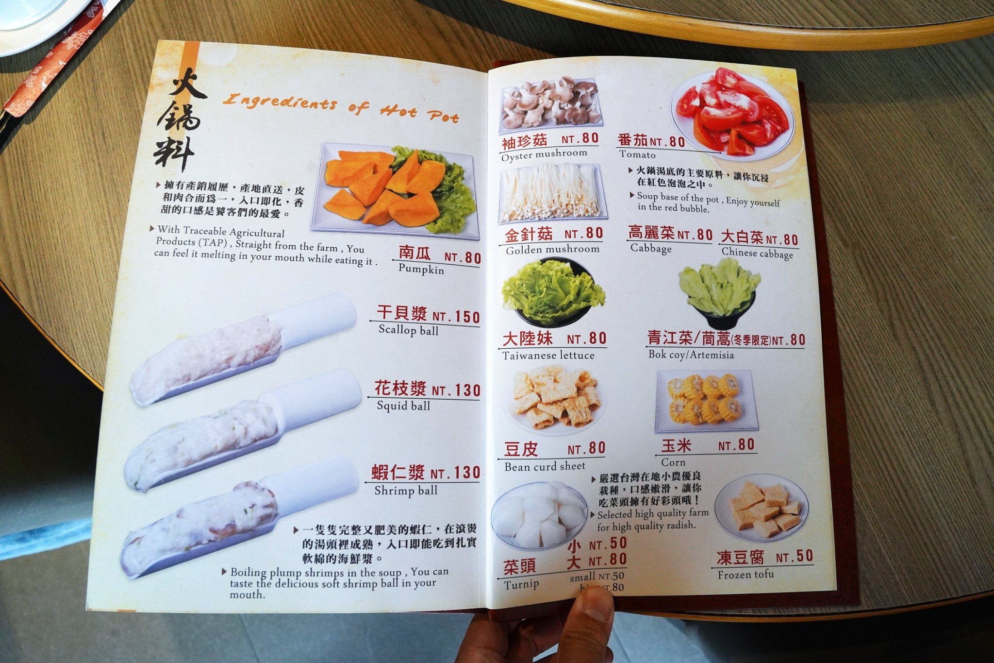 菜單背面