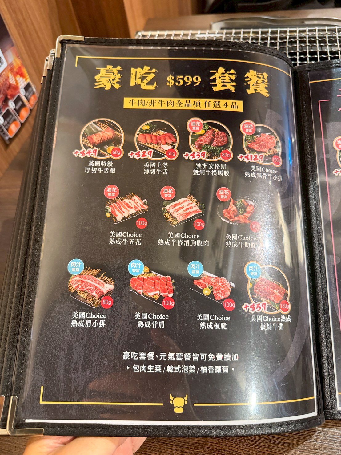 套餐的肉品種類