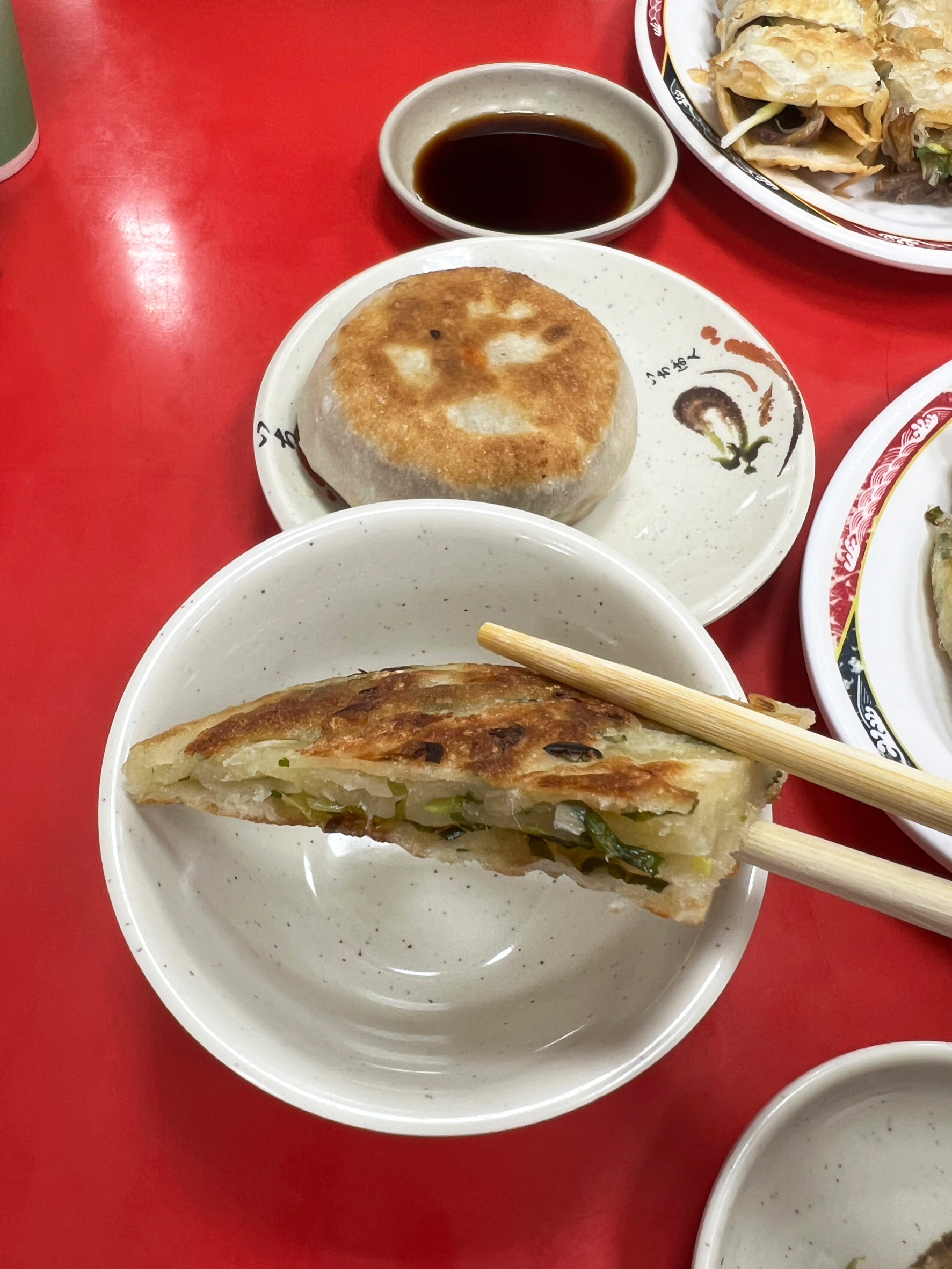 蔥油餅的切面
